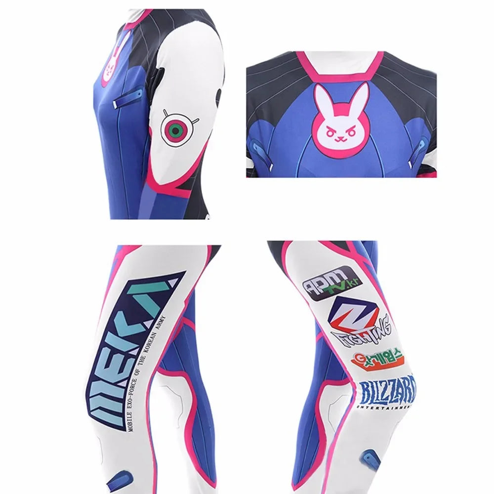 D.Va Cosplay Set | Jumpsuit · Wig · Headphones · Gun Props