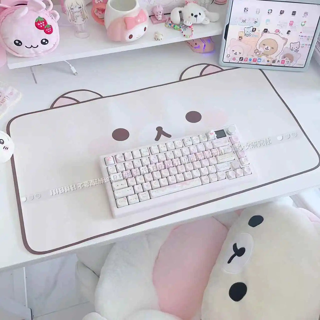 Kawaii Cat Desk Pad | Oversized PU Leather · Waterproof · Non-Slip · Aesthetic Ins Style