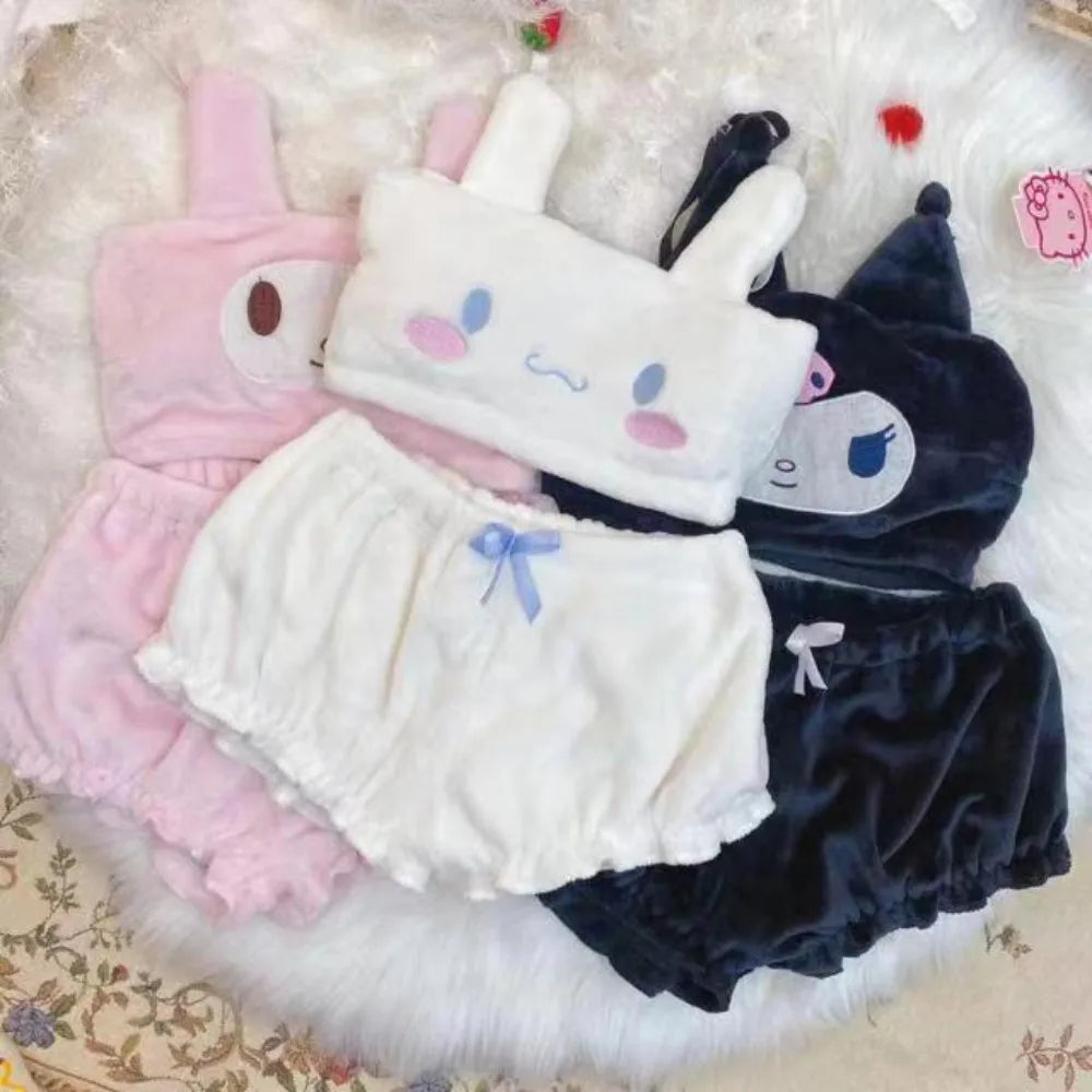 Sanrio Fluffy Pajama Set | Kuromi · My Melody · Cinnamoroll Flannel Shorts