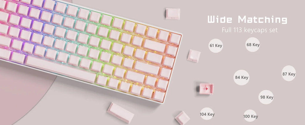 Crystal Keycap Set | 113 Keys · OEM Profile · RGB Translucent · Cherry MX Compatible