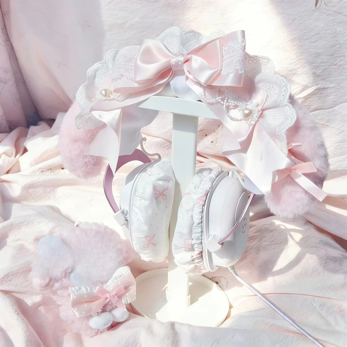 Lop-Eared Rabbit Headband Protector | Sony XM4/XM5 · Hurricane 2/3 · Prism · Cat Ear Headphone Decoration**