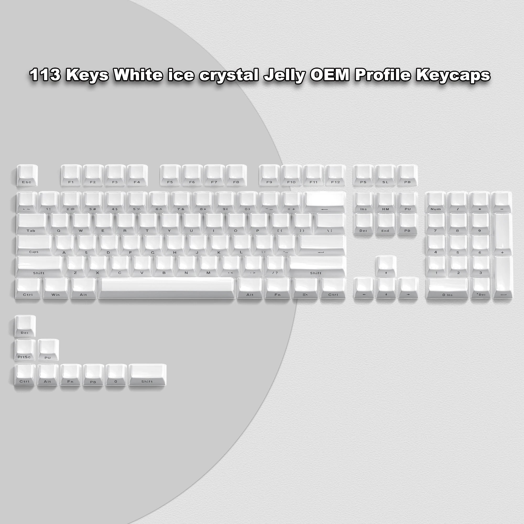 Crystal Keycap Set | 113 Keys · OEM Profile · RGB Translucent · Cherry MX Compatible