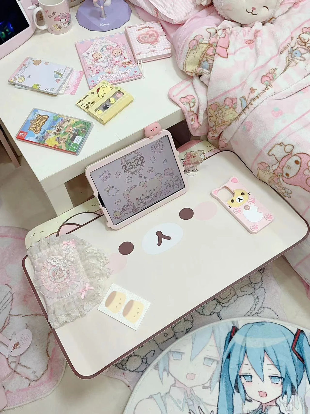 Kawaii Cat Desk Pad | Oversized PU Leather · Waterproof · Non-Slip · Aesthetic Ins Style
