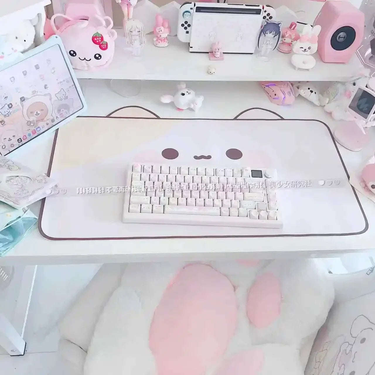 Kawaii Cat Desk Pad | Oversized PU Leather · Waterproof · Non-Slip · Aesthetic Ins Style