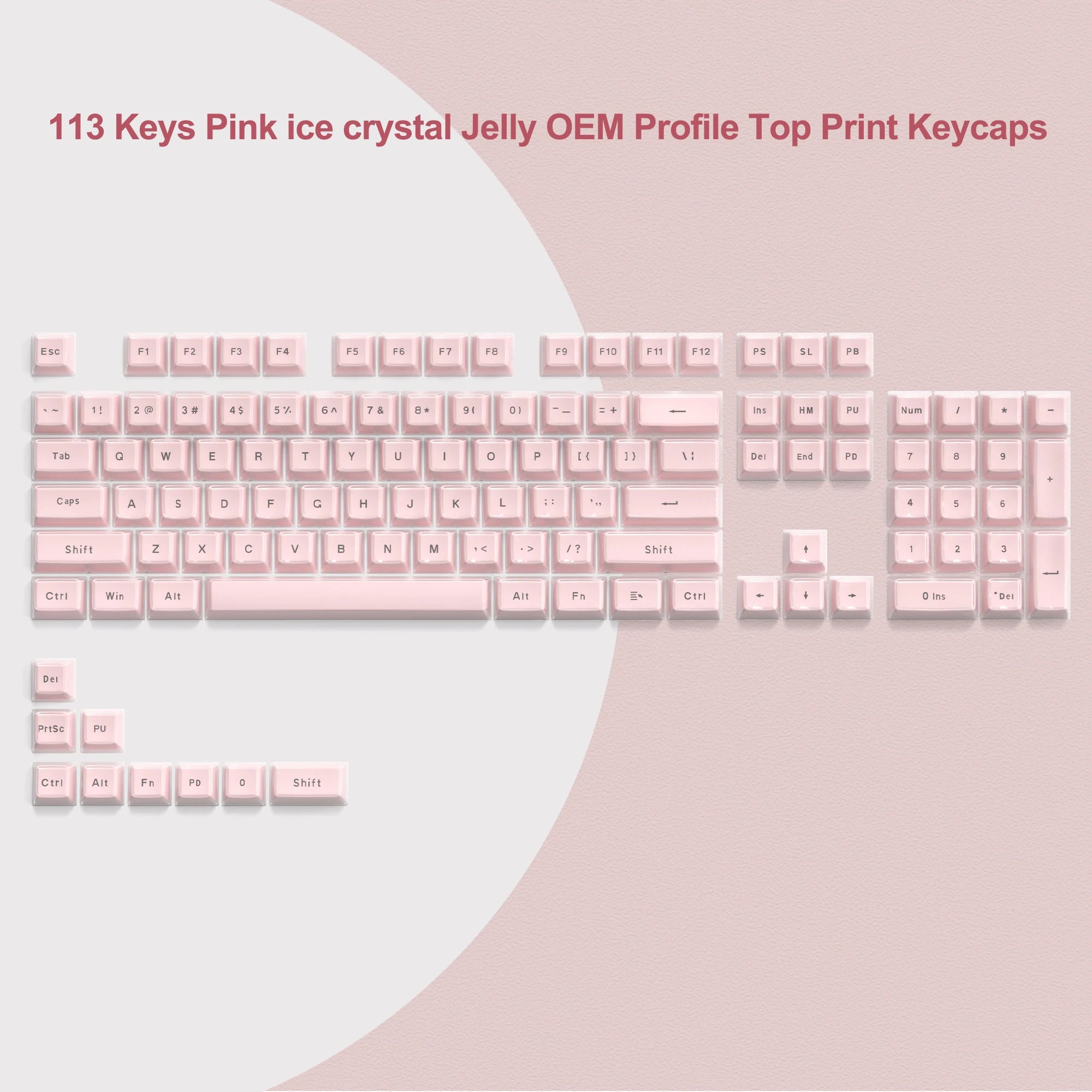 Crystal Keycap Set | 113 Keys · OEM Profile · RGB Translucent · Cherry MX Compatible