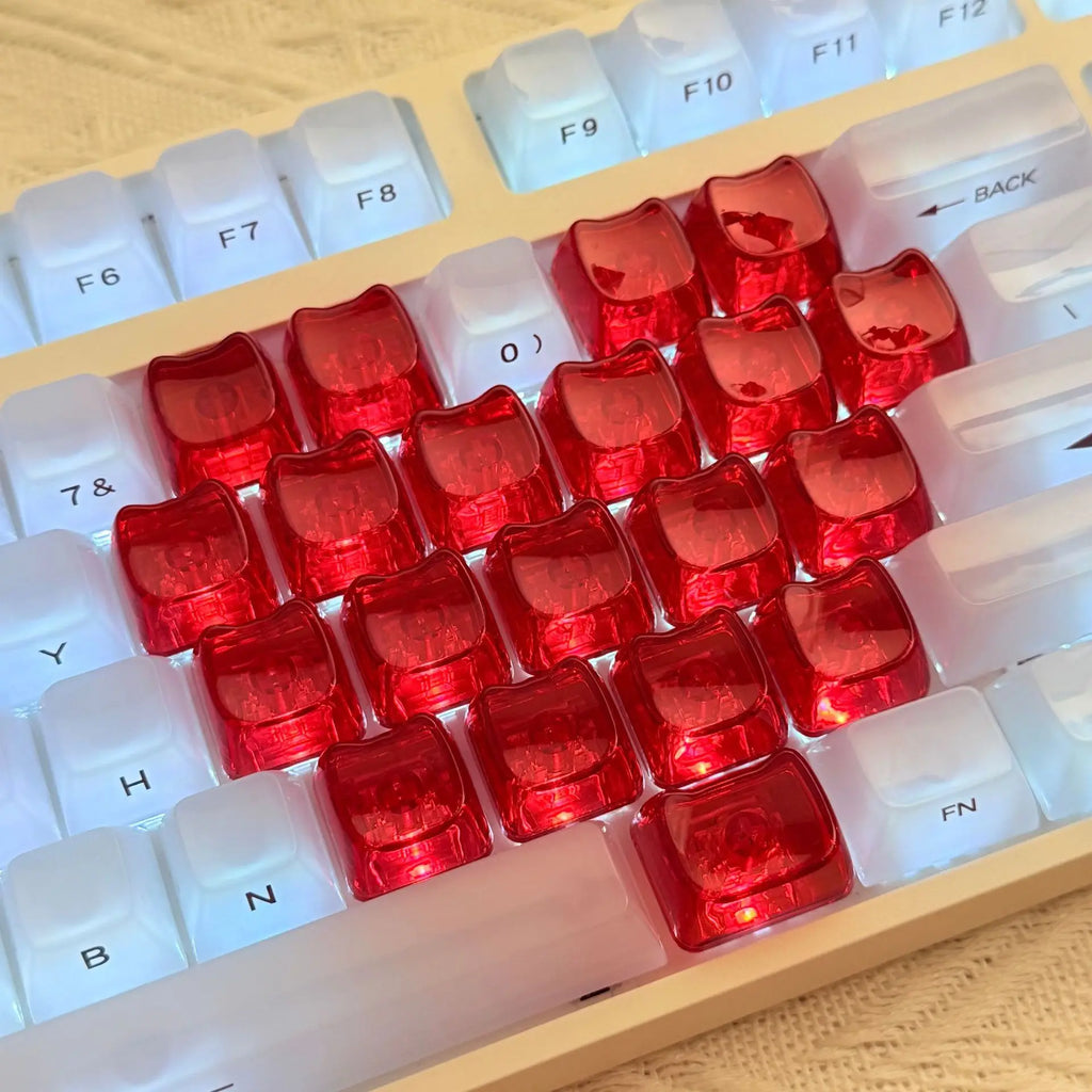 Transparent Keycap Set | 20pcs · Transparent PBT · No Engraving · DIY Heart Arrangement