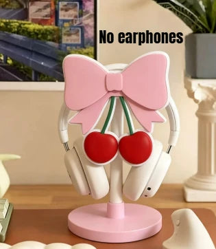 Angel Wings Headphone Stand | Pink Lace Bow · Kawaii Desktop Decoration · Gaming Headset Holder
