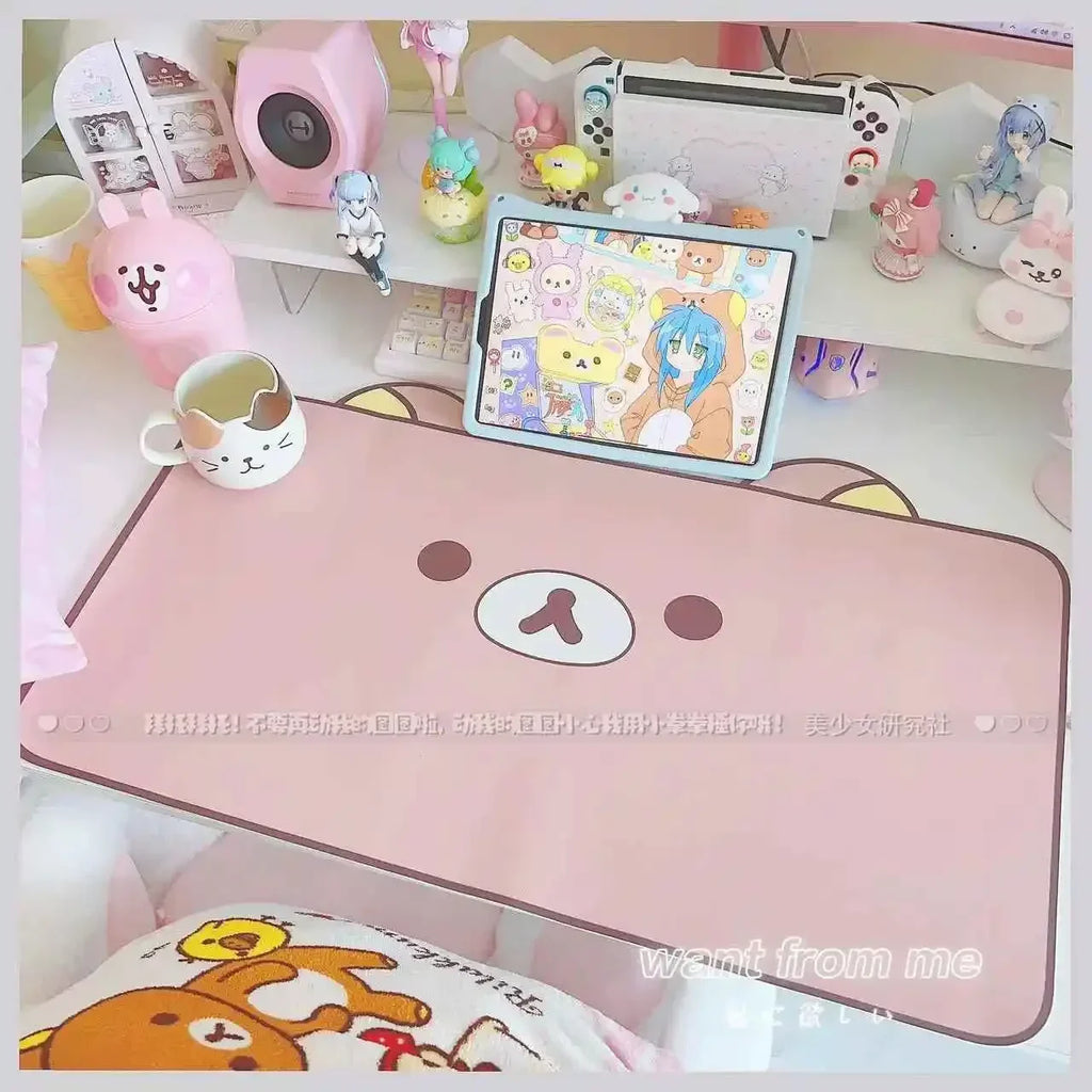 Kawaii Cat Desk Pad | Oversized PU Leather · Waterproof · Non-Slip · Aesthetic Ins Style