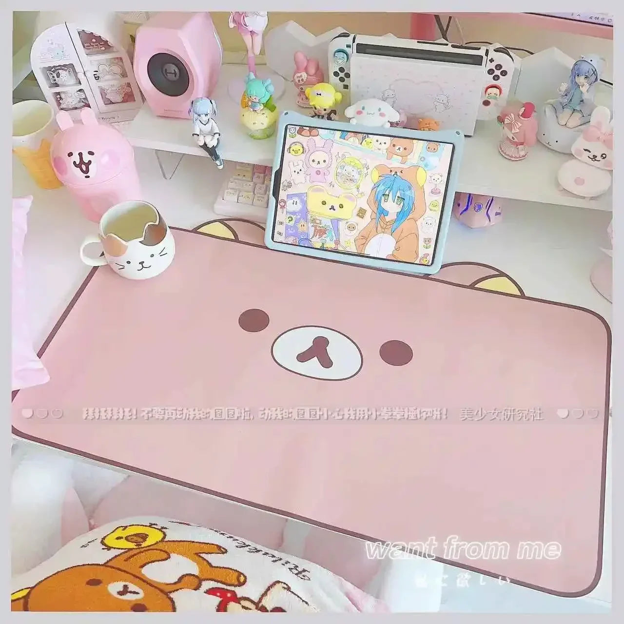 Kawaii Cat Desk Pad | Oversized PU Leather · Waterproof · Non-Slip · Aesthetic Ins Style