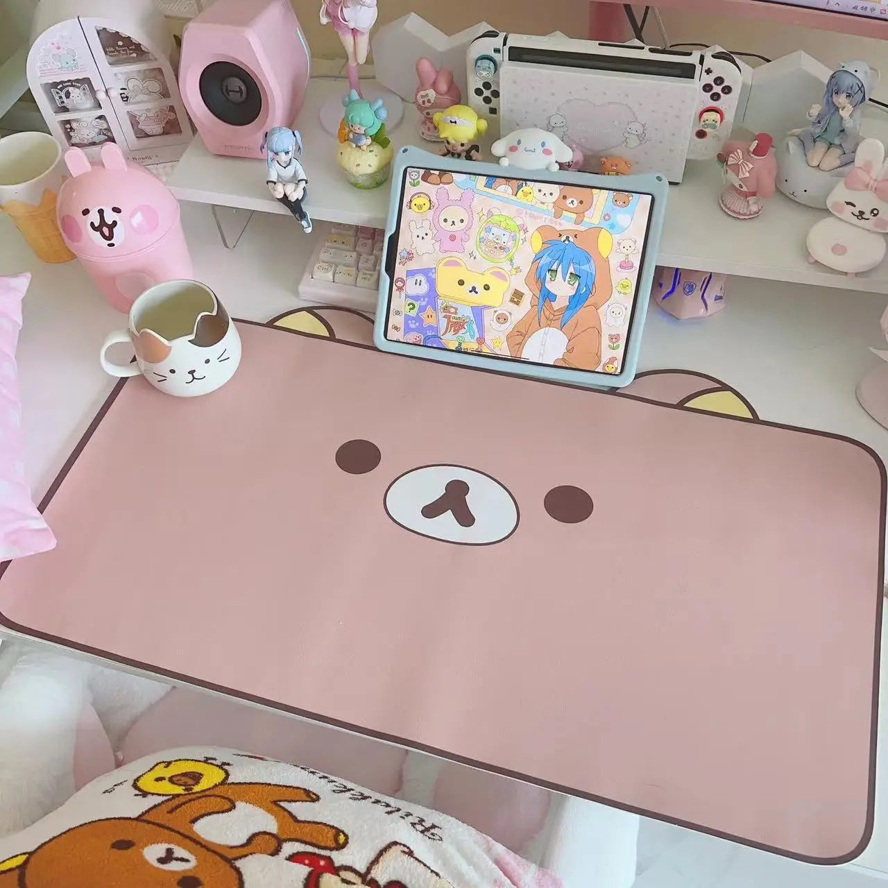 Kawaii Cat Desk Pad | Oversized PU Leather · Waterproof · Non-Slip · Aesthetic Ins Style