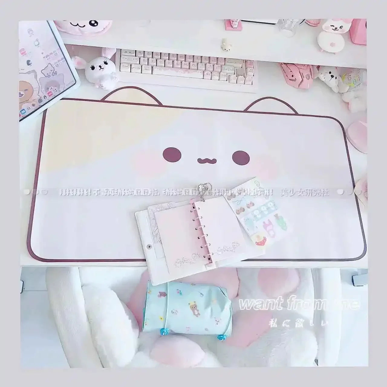 Kawaii Cat Desk Pad | Oversized PU Leather · Waterproof · Non-Slip · Aesthetic Ins Style