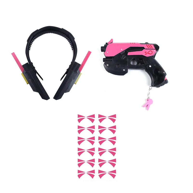D.Va Cosplay Set | Jumpsuit · Wig · Headphones · Gun Props