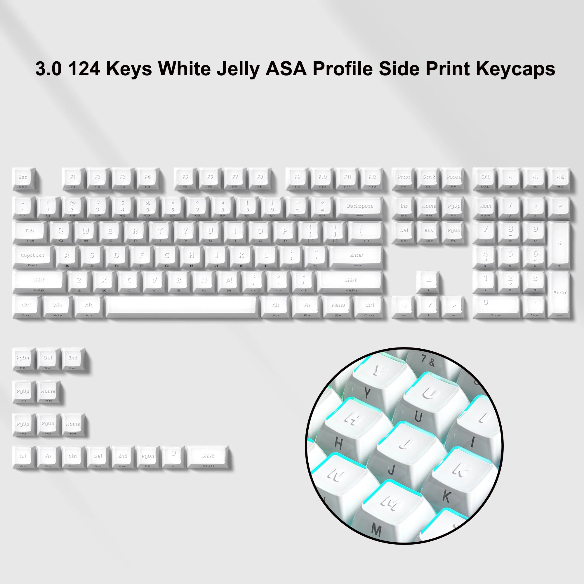 Crystal Keycap Set | 113 Keys · OEM Profile · RGB Translucent · Cherry MX Compatible