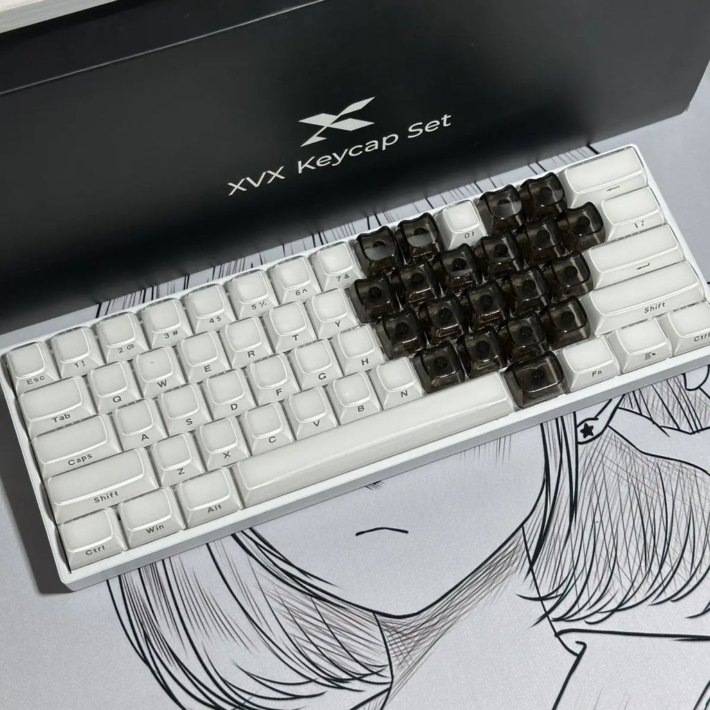 Transparent Keycap Set | 20pcs · Transparent PBT · No Engraving · DIY Heart Arrangement