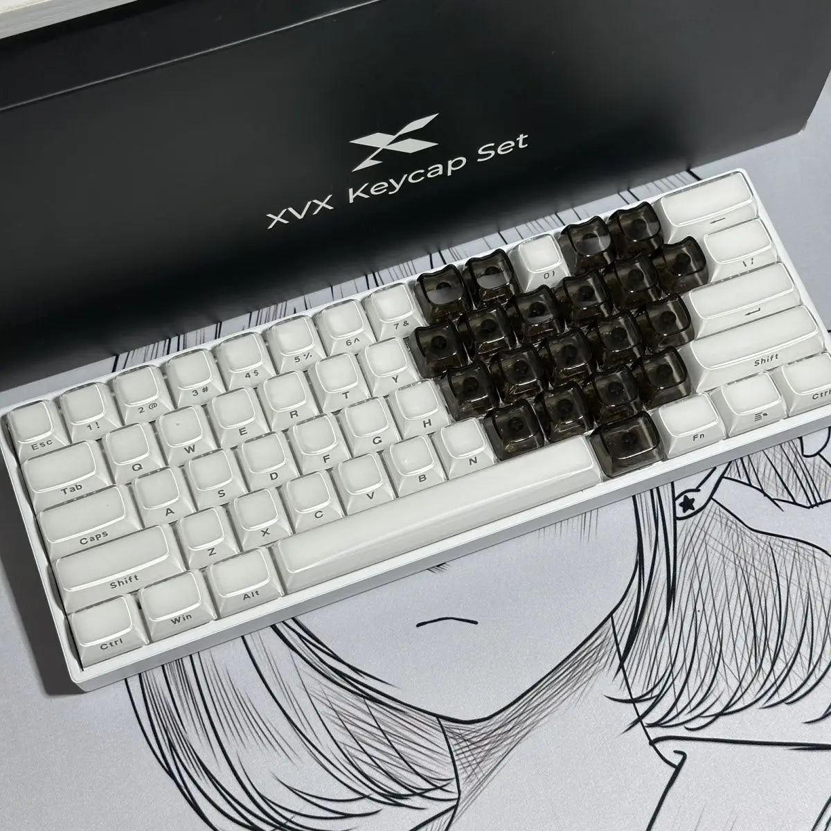 Transparent Keycap Set | 20pcs · Transparent PBT · No Engraving · DIY Heart Arrangement