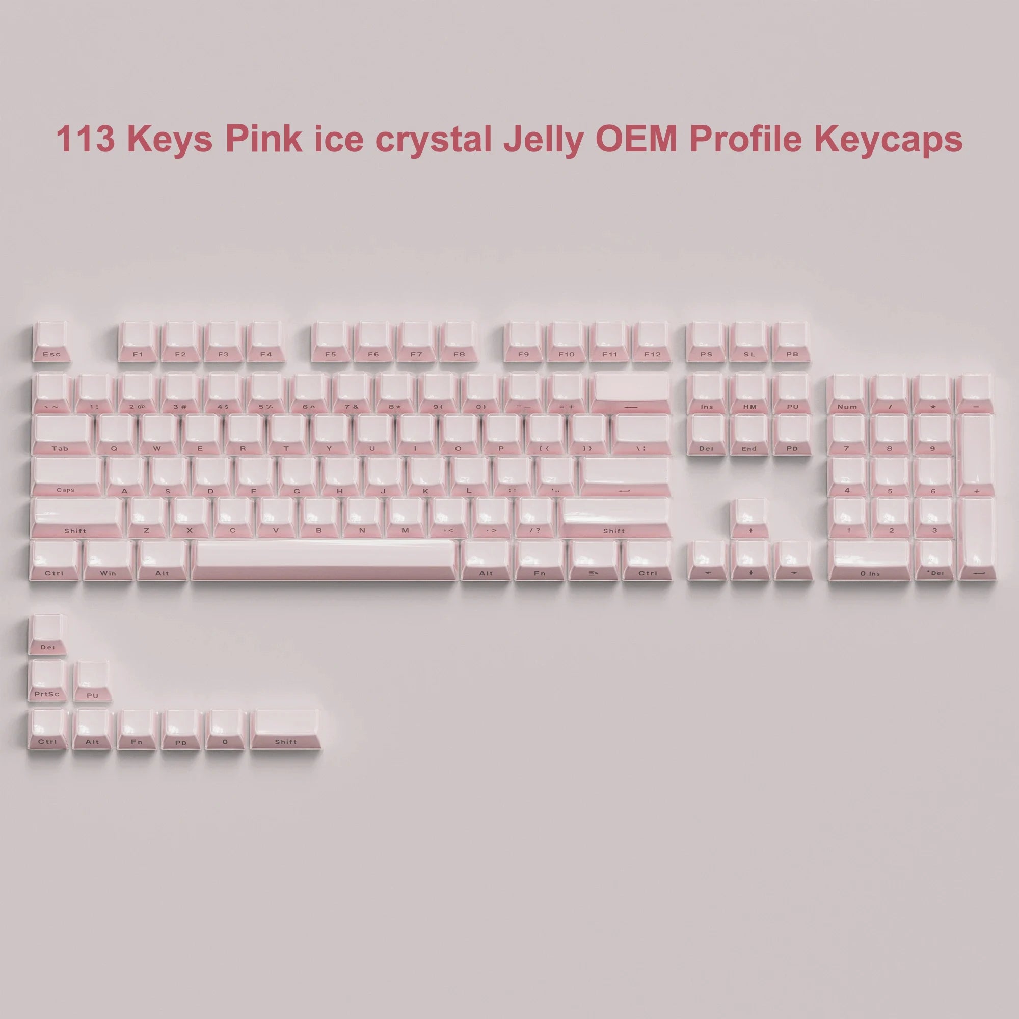 Crystal Keycap Set | 113 Keys · OEM Profile · RGB Translucent · Cherry MX Compatible