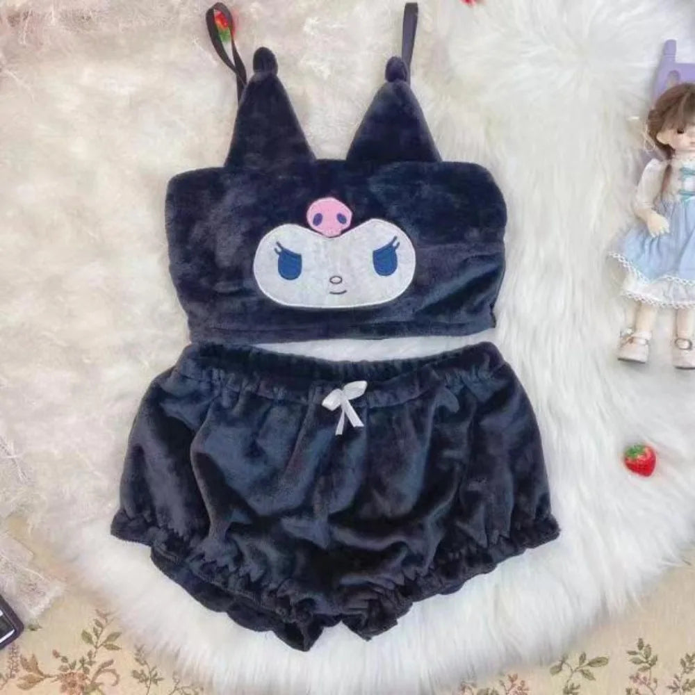 Sanrio Fluffy Pajama Set | Kuromi · My Melody · Cinnamoroll Flannel Shorts