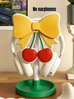 Angel Wings Headphone Stand | Pink Lace Bow · Kawaii Desktop Decoration · Gaming Headset Holder