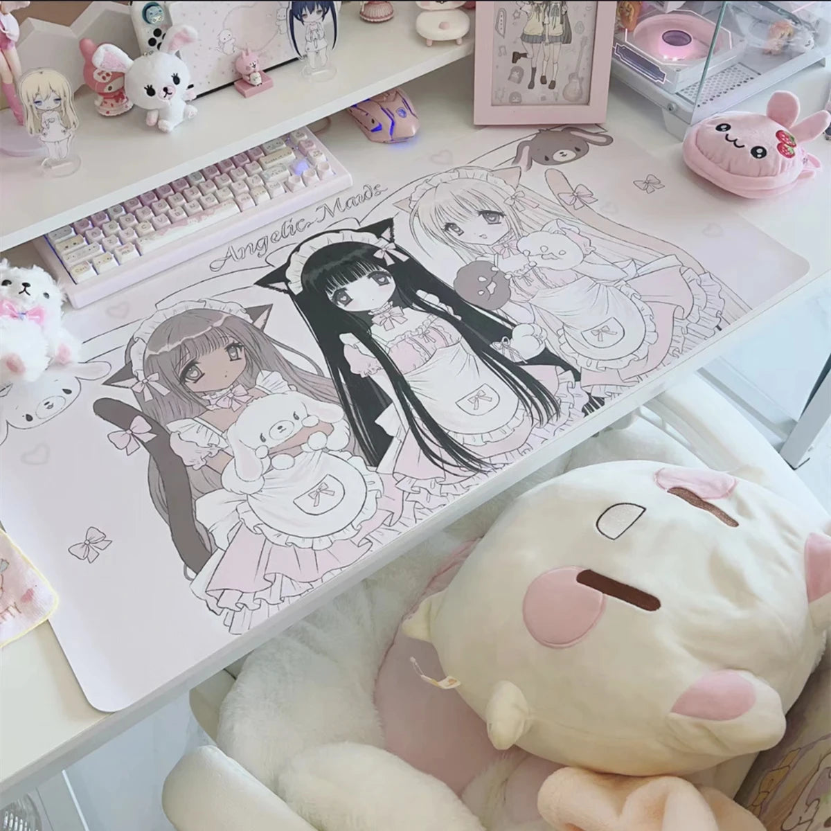 Kawaii Cat Desk Pad | Oversized PU Leather · Waterproof · Non-Slip · Aesthetic Ins Style