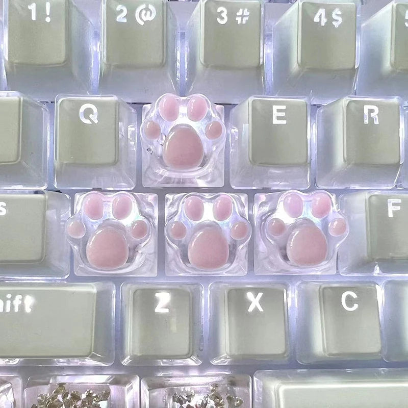 Cat Paw Resin Keycap | Clear RGB Backlit · OEM XDA Cherry Profile · MX Switch Compatible