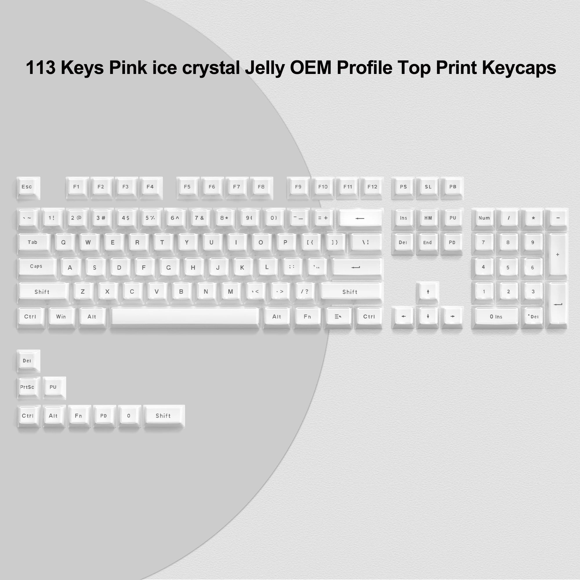 Crystal Keycap Set | 113 Keys · OEM Profile · RGB Translucent · Cherry MX Compatible