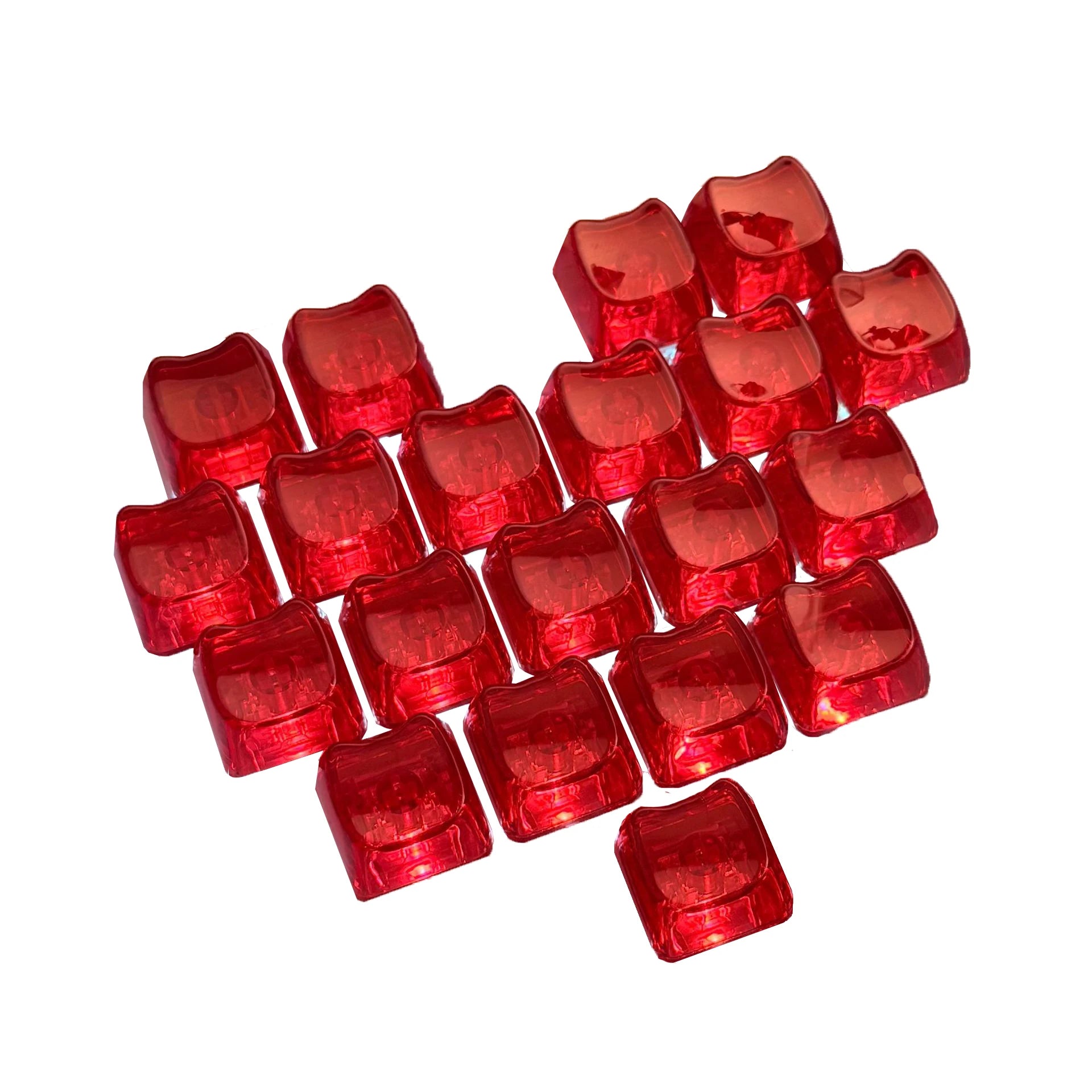 Transparent Keycap Set | 20pcs · Transparent PBT · No Engraving · DIY Heart Arrangement