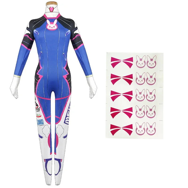 D.Va Cosplay Set | Jumpsuit · Wig · Headphones · Gun Props