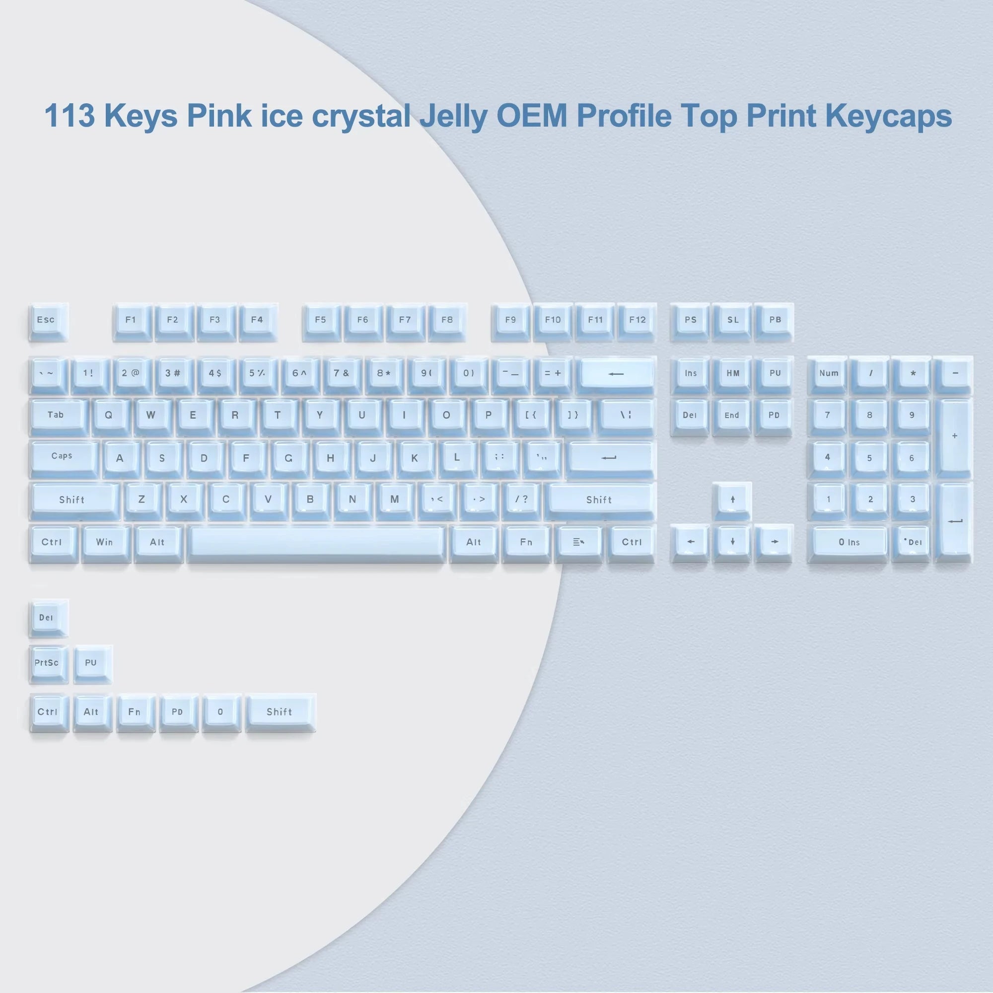 Crystal Keycap Set | 113 Keys · OEM Profile · RGB Translucent · Cherry MX Compatible