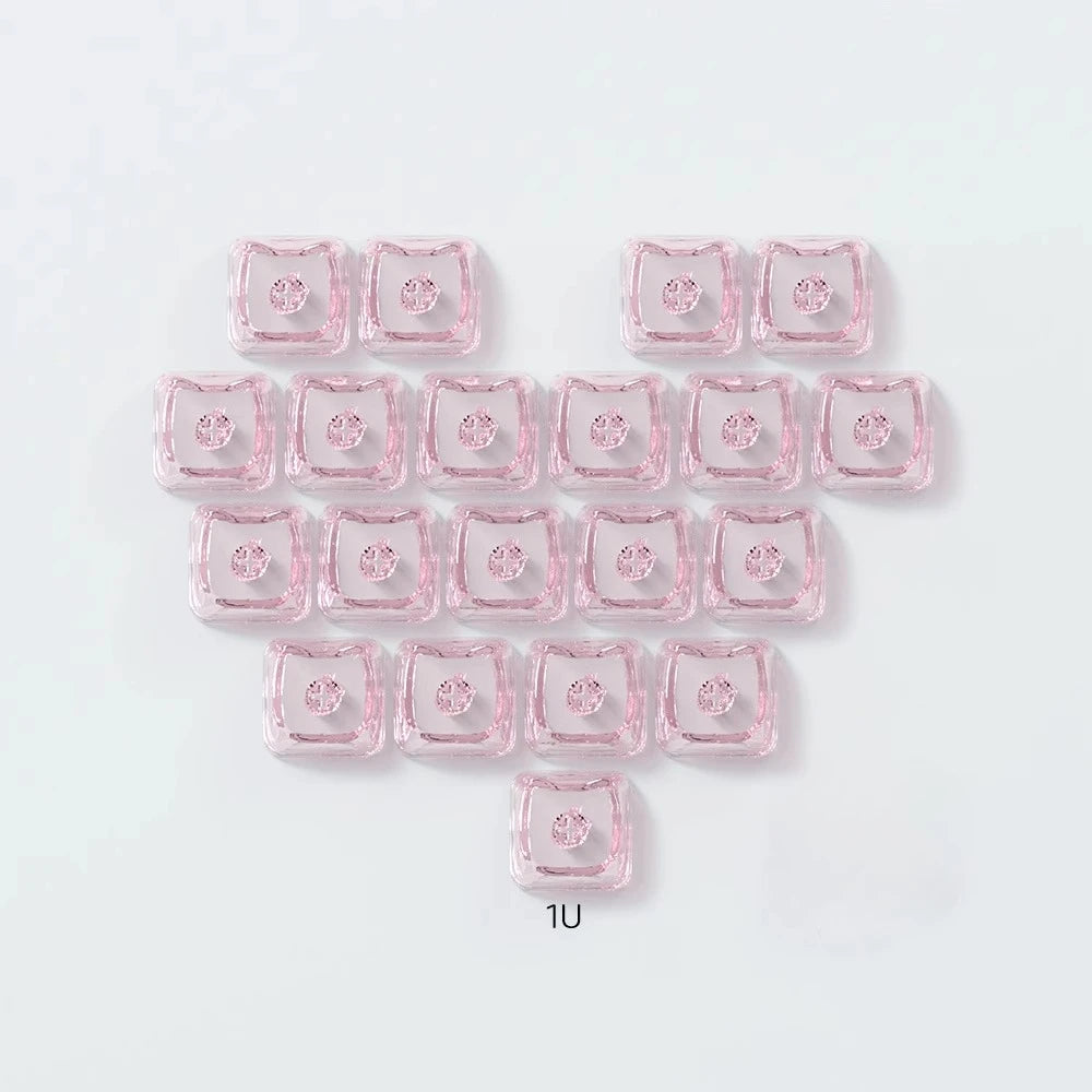 Transparent Keycap Set | 20pcs · Transparent PBT · No Engraving · DIY Heart Arrangement