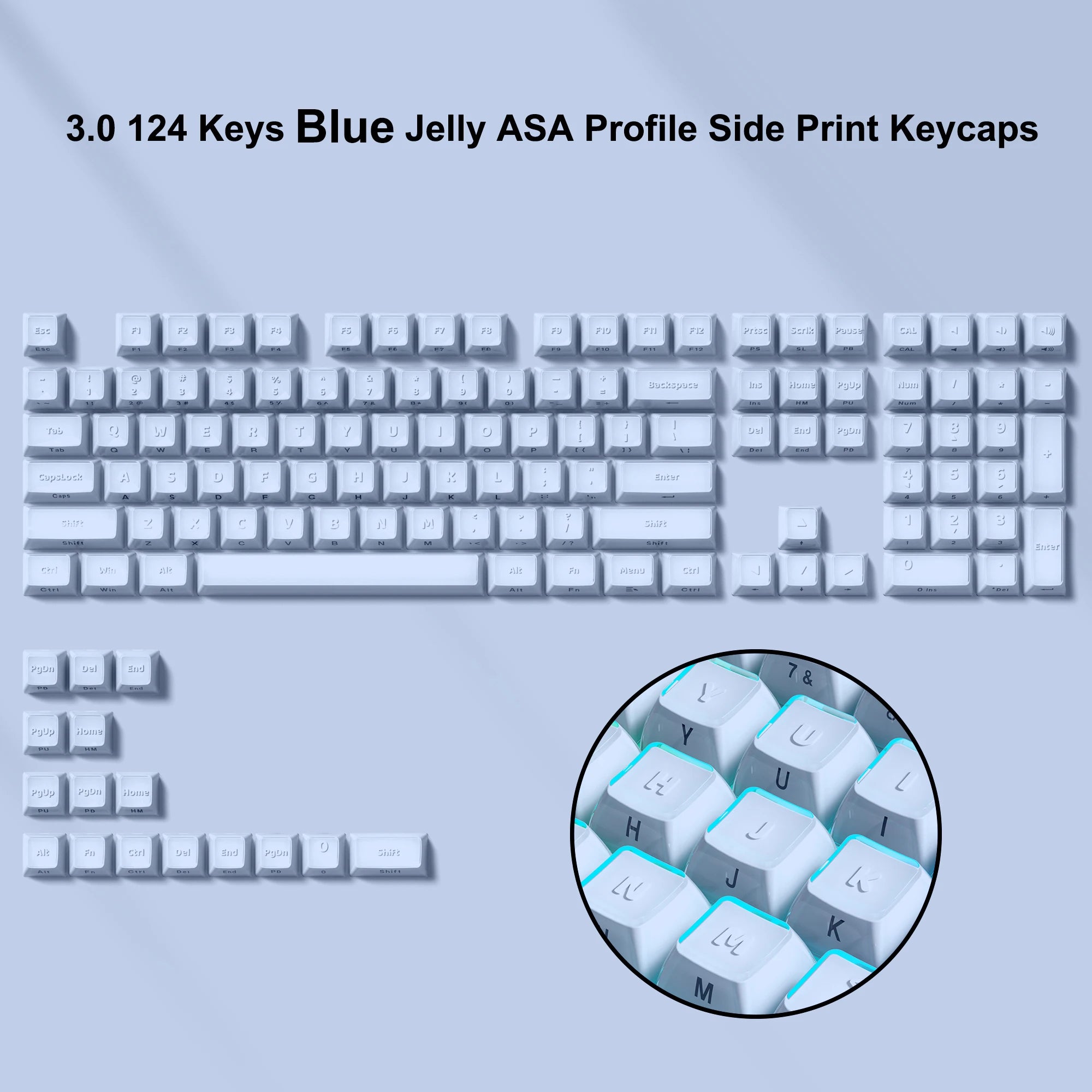Crystal Keycap Set | 113 Keys · OEM Profile · RGB Translucent · Cherry MX Compatible