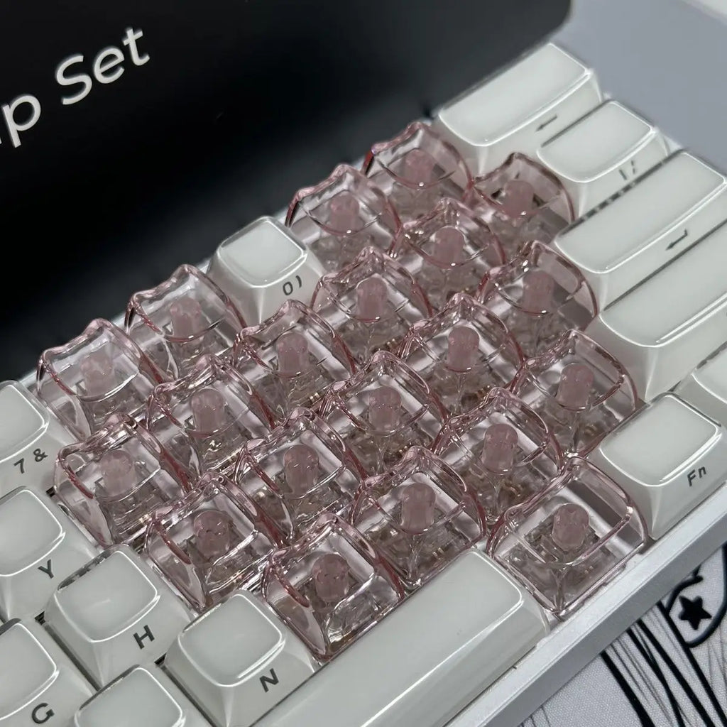 Transparent Keycap Set | 20pcs · Transparent PBT · No Engraving · DIY Heart Arrangement