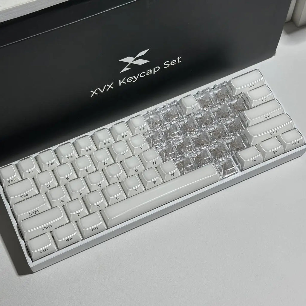 Transparent Keycap Set | 20pcs · Transparent PBT · No Engraving · DIY Heart Arrangement
