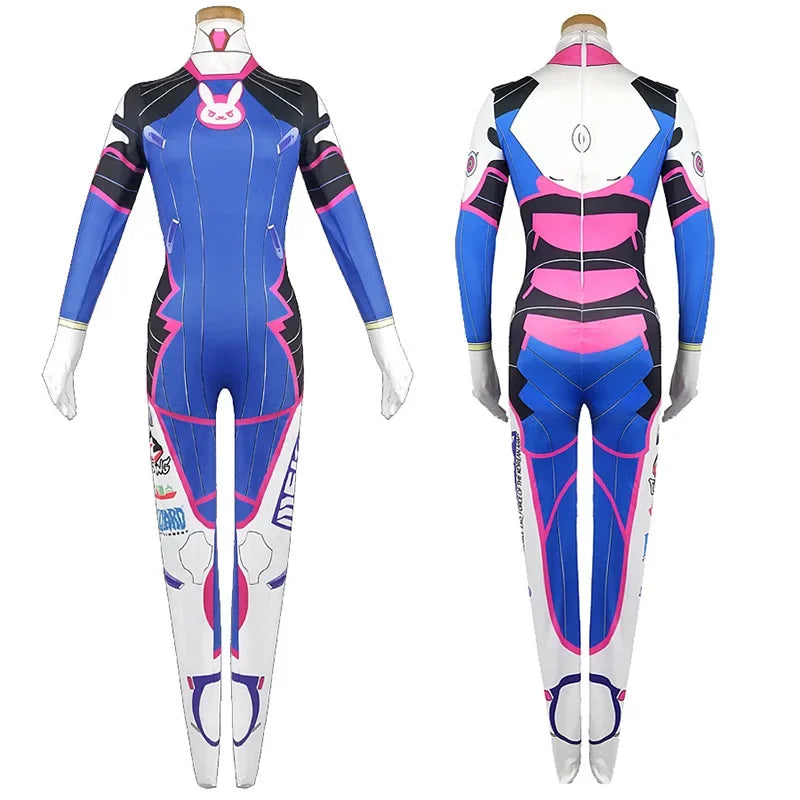 D.Va Cosplay Set | Jumpsuit · Wig · Headphones · Gun Props