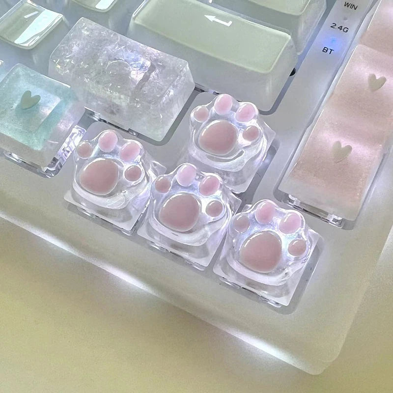Cat Paw Resin Keycap | Clear RGB Backlit · OEM XDA Cherry Profile · MX Switch Compatible