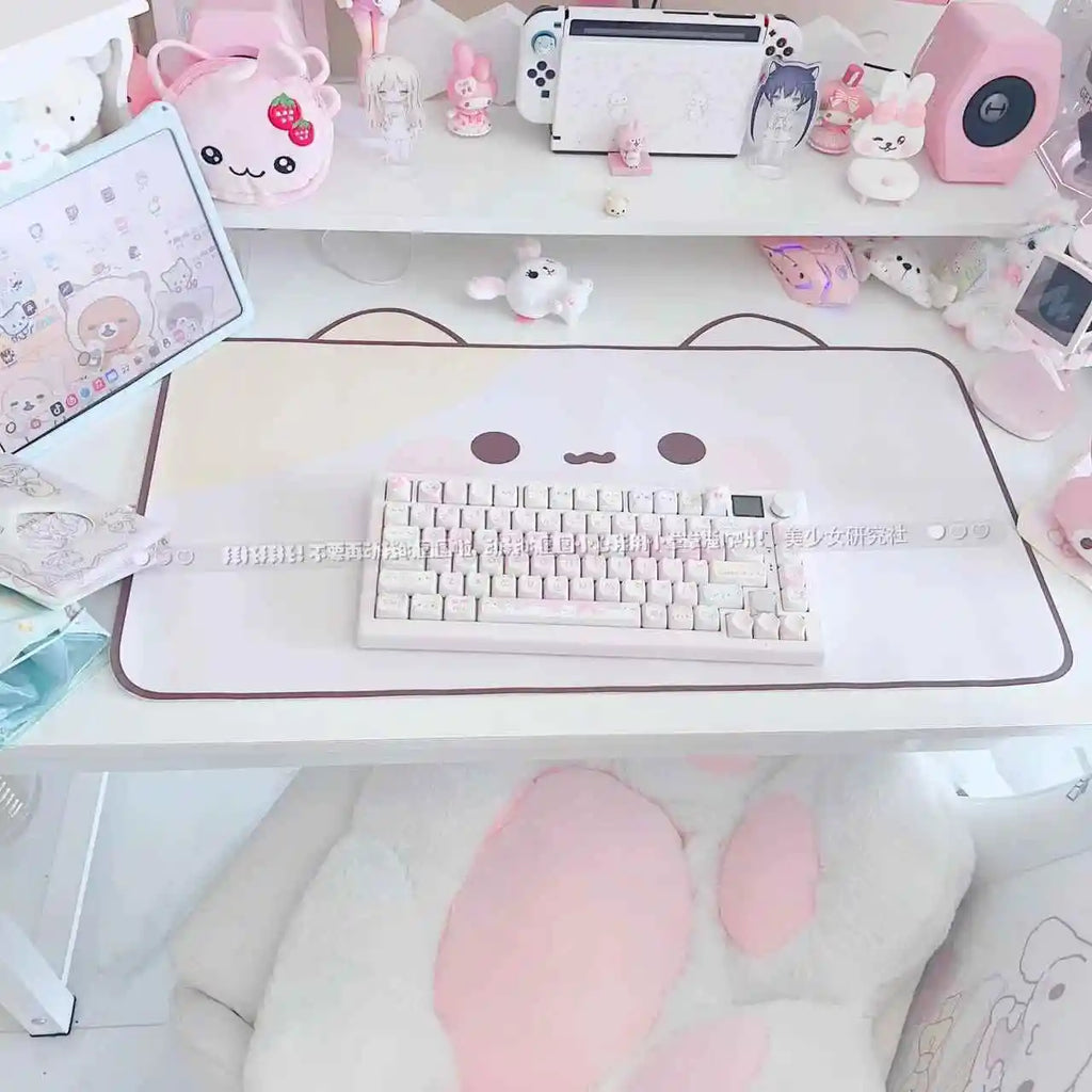 Kawaii Cat Desk Pad | Oversized PU Leather · Waterproof · Non-Slip · Aesthetic Ins Style
